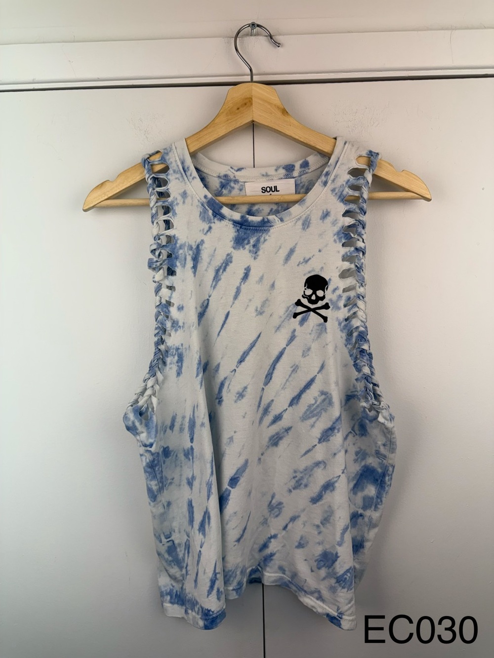SoulCycle SOUL Tie Dye Skull Distressed Tank Top S